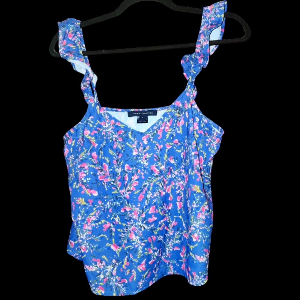 French Connection size S Floral Blue Sleeveless Top